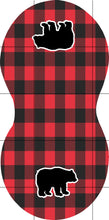 Load image into Gallery viewer, Buffalo Plaid Bear Bib and Burp Cloth Set, Personalized, Red and Black, Newborn, Baby, Baby Shower Gift, Baby Gift, Bear Gift, Buffalo Plaid