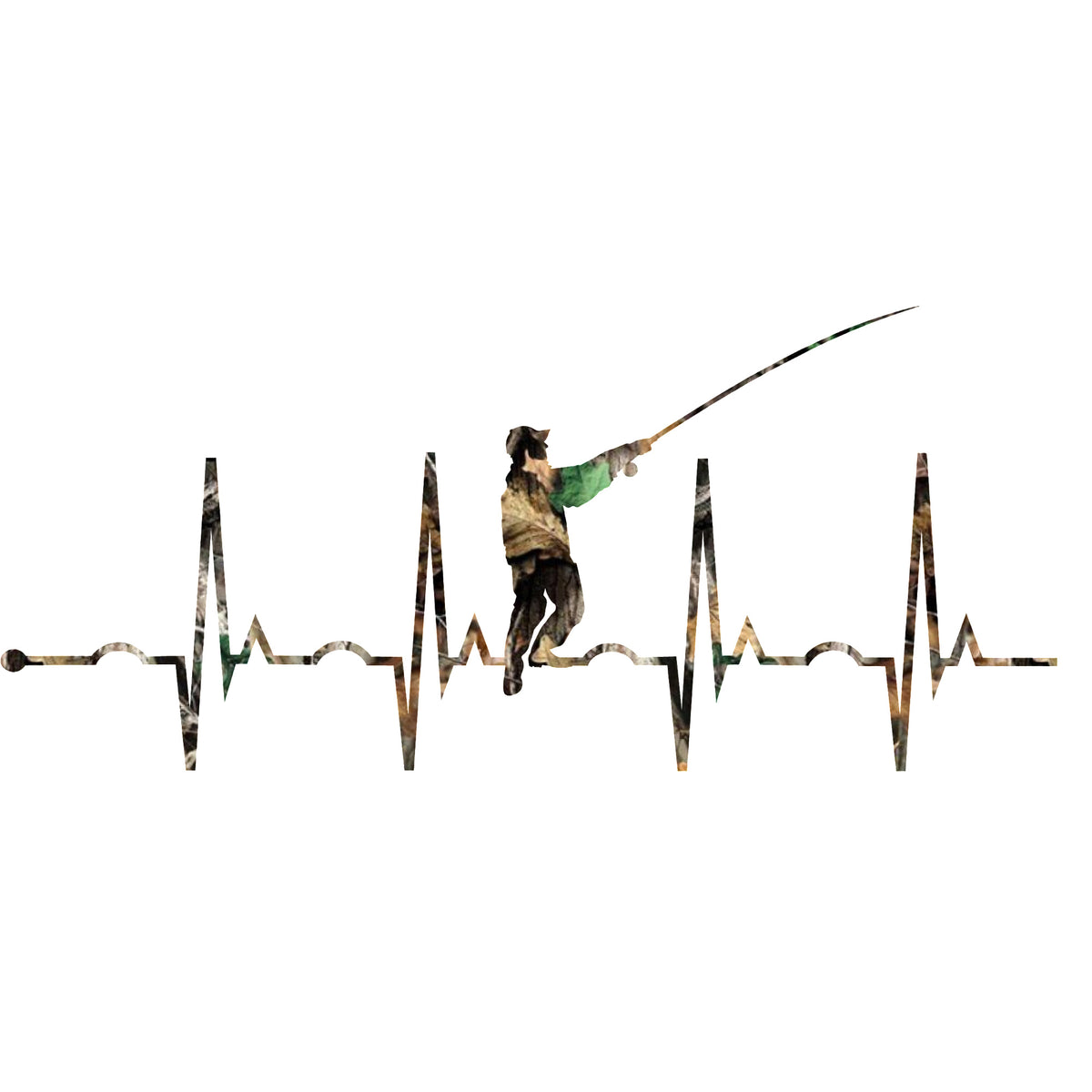 Fishing Hook Heartbeat Decal Vinyl Sticker