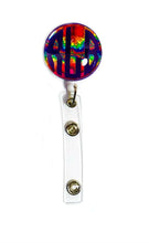 Load image into Gallery viewer, ID badge reel monogram personalized, name badge holder, ID badge holder, retractable id badge, teacher ID badge holder, id badge clip
