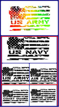 Load image into Gallery viewer, Distressed Flag Military Decal, Military Sticker, Navy, Air Force, Marines, Coast Guard, Army, Military Spouse, Military Wife, American Flag