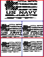 Load image into Gallery viewer, Distressed Flag Military Decal, Military Sticker, Navy, Air Force, Marines, Coast Guard, Army, Military Spouse, Military Wife, American Flag