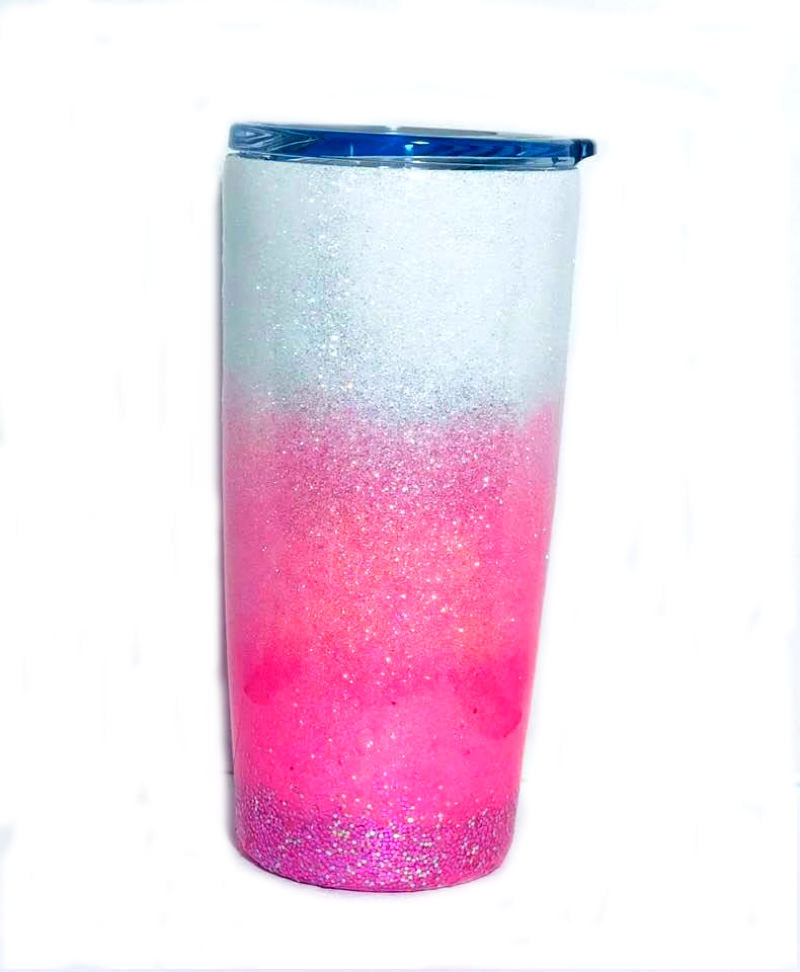 Personalized Iridescent Pink Shimmer Glass Tumbler, Glass Beer can Cup,  Name Tumbler, Gift for her, Bridal Party Gift