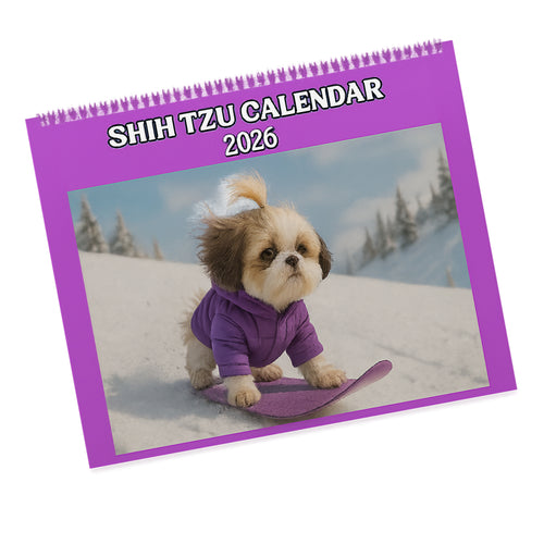 Shih Tzu Dog Calendar 2026 Featuring 12 Different Shih Tzu Dogs, Gift for Shih Tzu Owner, New Dog Mom, Spiral Wall Calendar
