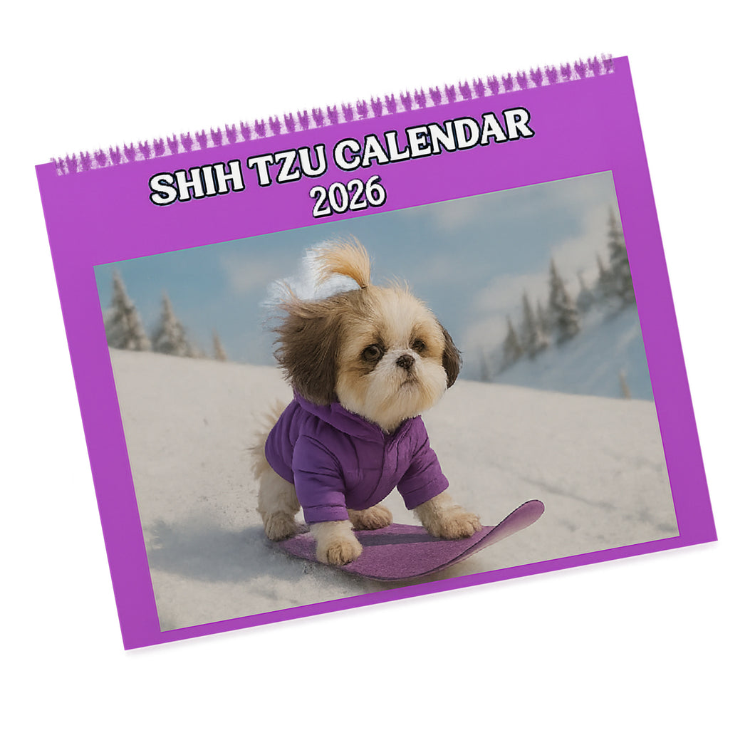 Shih Tzu Dog Calendar 2026 Featuring 12 Different Shih Tzu Dogs, Gift for Shih Tzu Owner, New Dog Mom, Spiral Wall Calendar