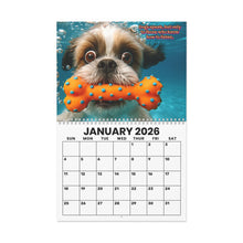 Load image into Gallery viewer, Underwater Dogs Calendar 2026 Featuring 12 Different Dog Breeds, Funny Gift for Dog Owner, New Dog Mom, Spiral Wall Calendar, Dog Lover