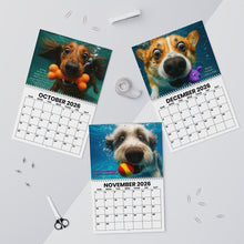 Load image into Gallery viewer, Underwater Dogs Calendar 2026 Featuring 12 Different Dog Breeds, Funny Gift for Dog Owner, New Dog Mom, Spiral Wall Calendar, Dog Lover