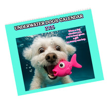 Load image into Gallery viewer, Underwater Dogs Calendar 2026 Featuring 12 Different Dog Breeds, Funny Gift for Dog Owner, New Dog Mom, Spiral Wall Calendar, Dog Lover