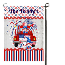 Load image into Gallery viewer, Patriotic Garden Flag Personalized, 4th of July Garden Flag, Red White and Blue Flag, Welcome Yard Flag, Independence Day Decor