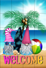 Load image into Gallery viewer, Beach Gnomes Garden Flag, Personalized, Garden Flag, Gnomes Garden Flag, Gnome Gift, Beach Flag, Yard Decoration, Beach House Decor