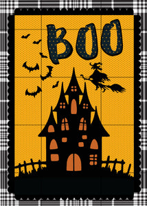 Boo Haunted House Garden Flag, Personalized, Halloween Decoration, Fall Garden Flag, Fall Decor, Fall Yard Decor, Custom Garden Flag, Name