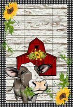 Load image into Gallery viewer, Cow Barn Garden Flag, Personalized, Garden Flag, Name Garden Flag, Cow Decor, Cow Flag, Farm Yard Flag, Yard Decor, Yard Decoration, Ranch