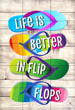 Load image into Gallery viewer, Life is Better in Flop Flops Garden Flag, Personalized, Name Garden Flag, Beach Decor, Beach Flag, Yard Decor, Beach House Decor, Ocean Flag