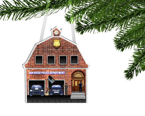 Police Station Personalized Ornament, Police Ornament, Custom Ornament, Police Gift, Police Office, Thin Blue Line Gift, First Responder