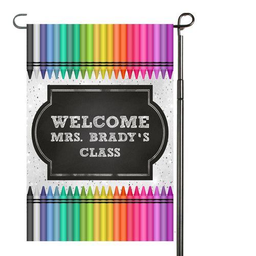 Teacher Crayon Garden Flag, Personalized, Teacher Gift, Name Garden Flag, Crayon Decor, Teacher Decoration, Crayons, Classroom Decoration