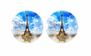 Paris Car Coasters, Eiffel Tower Car Coasters, Personalized, Set of 2, Ceramic, Car Coasters, Custom Car Coaster, Car Coasters, New Car