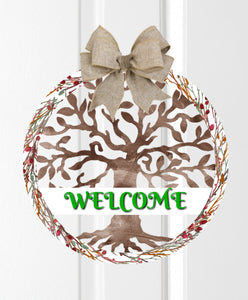 WinterTree of Life Door Hanger - Personalized, Name Door Hanger, Family Gift, Custom Door Hanger, Wedding Gift, Front Door Hanger, Christmas