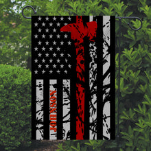 Load image into Gallery viewer, Firefighter Thin Red Line Garden Flag, Personalized, Garden Flag, Name Garden Flag, Firefighter Decor, Yard Decoration, Gift for Man