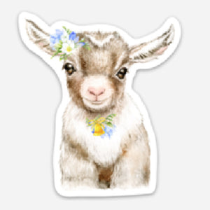 Goat Flowers Sticker, Goat Lover, Goat Gift, Laptop Sticker, Water Bottle, Goats, Goat Kid Sticker, Tumbler Sticker, Dairy Goat, 4-H