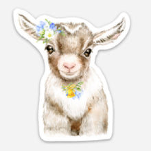 Load image into Gallery viewer, Goat Flowers Sticker, Goat Lover, Goat Gift, Laptop Sticker, Water Bottle, Goats, Goat Kid Sticker, Tumbler Sticker, Dairy Goat, 4-H