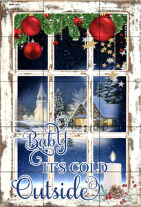 Baby It's Cold Outside Christmas Garden Flag, Frosty Winter Window Christmas Flag, Garden Flag, Christmas Garden Flag, Christmas Yard Decor