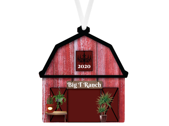 Red Barn Ornament, Farm Ornament, Ranch Ornament, Barn with Plants Ornament, Holiday Decoration, Farm, Ranch, Gift Exchange, Tree Decoration