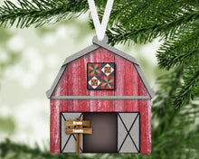 Load image into Gallery viewer, Barn Quilt Ornament, Farm Ornament, Ranch Ornament, Quilt Barn Red Chippy Paint Ornament, Holiday Decoration, Gift Exchange, Tree Decoration