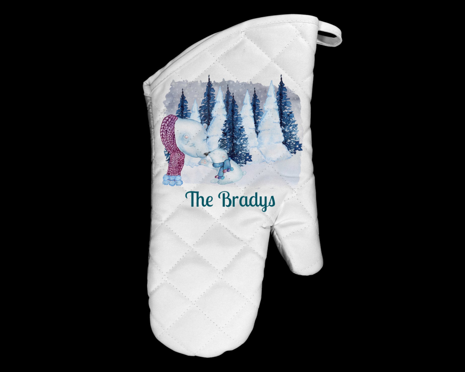 Custom Kitchen towel with oven mitts and glove