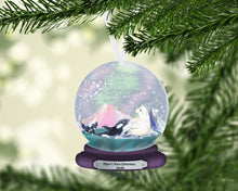 Load image into Gallery viewer, Bear and Whale Artic Christmas Snowglobe Snow Globe Ornament, Personalized Ornament, Custom Christmas Holiday, Baby&#39;s First Christmas, Kids