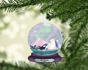 Bear and Whale Artic Christmas Snowglobe Snow Globe Ornament, Personalized Ornament, Custom Christmas Holiday, Baby's First Christmas, Kids