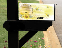 Load image into Gallery viewer, Mailbox Cover with Magnetic Strip - Personalized Bee Beehive Mailbox Decor - Custom Address Mailbox Cover, Personalized Bees Mailbox Cover