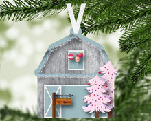 Load image into Gallery viewer, Blue Barn Personalized Christmas Trees Ornament, Farm Ornament, Ranch Ornament, Ornament, Holiday Decoration, Gift Exchange, Tree Decoration
