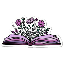 Load image into Gallery viewer, Book Floral Sticker, Books Sticker, Sticker for Women, Book Lover, Hustle, Purple Book Sticker, Book Laptop Sticker, Water Bottle Book