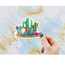Load image into Gallery viewer, Leopard Cactus Sticker, Laptop Sticker, Water Bottle Sticker, Watercolor Cactus Sticker, Southwest, Tumbler Sticker, Cacti Floral Sticker