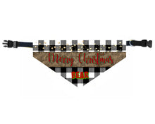 Load image into Gallery viewer, Buffalo Plaid Dog Bandana Over the Collar, Personalized, Includes Collar, Merry Christmas Custom Pet Bandana, Pet Scarf, Choose Size
