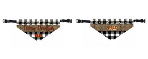 Buffalo Plaid Dog Bandana Over the Collar, Personalized, Includes Collar, Merry Christmas Custom Pet Bandana, Pet Scarf, Choose Size