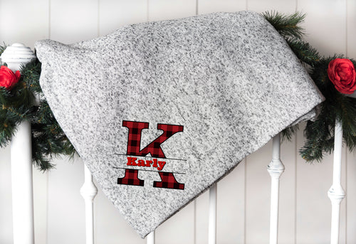 Buffalo Plaid Monogram Blanket Personalized with Name, 50