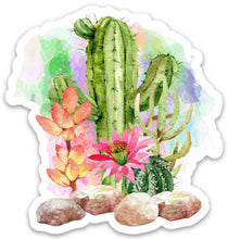 Load image into Gallery viewer, Cactus Sticker, Laptop Sticker, Water Bottle Sticker, Watercolor Cactus Sticker, Southwest, Tumbler Sticker, Cacti Floral Sticker