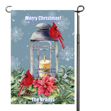 Load image into Gallery viewer, Cardinal Candle Garden Flag, Personalized Garden Flag, Cardinals, Christmas Garden Flag, Family Gift, Custom Garden Flag, Christmas Decor