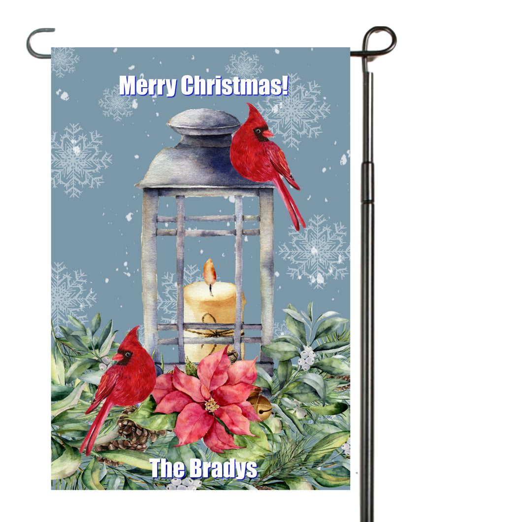 Cardinal Candle Garden Flag, Personalized Garden Flag, Cardinals, Christmas Garden Flag, Family Gift, Custom Garden Flag, Christmas Decor