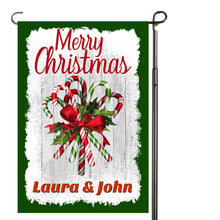Load image into Gallery viewer, Candy Cane Garden Flag, Personalized Garden Flag, Christmas Garden Flag, Family Gift, Candy Canes, Custom Garden Flag, Christmas Decor