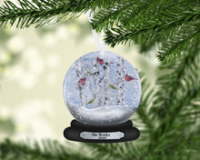 Load image into Gallery viewer, Cardinal Snow Globe Christmas Ornament, Personalized Ornament, Custom Christmas Holiday, Name Ornament, Gift for Family, Couples Gift