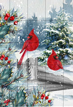 Load image into Gallery viewer, Cardinal Garden Flag, Personalized Garden Flag, Christmas Garden Flag, Custom Garden Flag, Cardinal Decoration, Christmas Decor, Cardinals