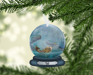 Catfish Snow Globe Christmas Ornament, Personalized Ornament, Custom Christmas Holiday, Name Ornament, Gift for Dad, Man Gift, Man Christmas