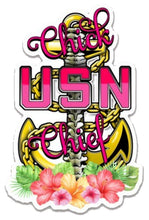 Load image into Gallery viewer, Chick Chief CPO Sticker, Chief Petty Officer, Navy Ladies, U.S. Navy Female, Pink, Laptop Sticker, Water Bottle Sticker, Tumbler Sticker