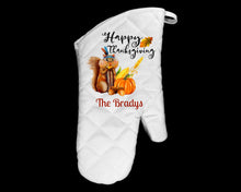 Load image into Gallery viewer, Thanksgiving Squirrel Towel Oven Mitt Pot Holder Gift Set Personalizedstess Gift