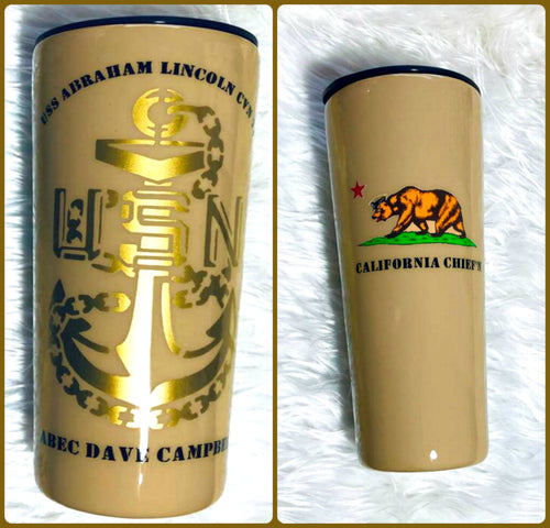 Navy Chief CPO Custom Tumbler, You Create Your Own Tumbler, 100% Customized