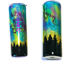 Load image into Gallery viewer, Northern Lights Holographic Glitter Tumbler, 20 oz, Personalized, Not All Who Wander Are Lost, Add a Name, Outdoors, Alaska, Night Sky