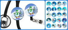 Load image into Gallery viewer, Stethoscope Badge Reel ID Tag Snowman Personalized, Winter Nurse Stethoscope Tag, Teacher Name Badge Reel, RN, CNA, Nursing Student Gift
