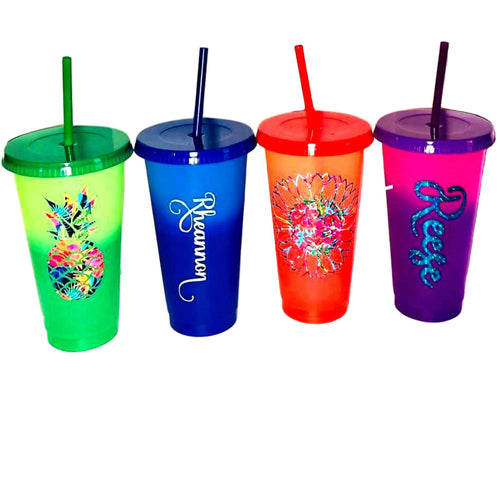 Custom Color Changing 24 oz. Tumblers, Thermal Tumbler with Name, Personalized Cup, Color Changing, Pool Cups, Summer Cup, Reusable Cup