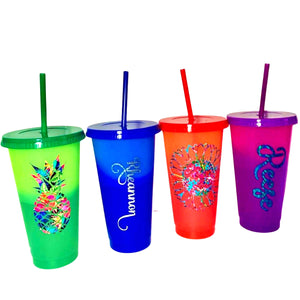 Custom Color Changing 24 oz. Tumblers, Thermal Tumbler with Name, Personalized Cup, Color Changing, Pool Cups, Summer Cup, Reusable Cup